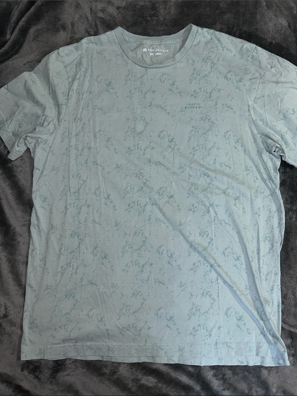 Travis Mathew Light Blue Subtle Marble-Print Crewneck Tee